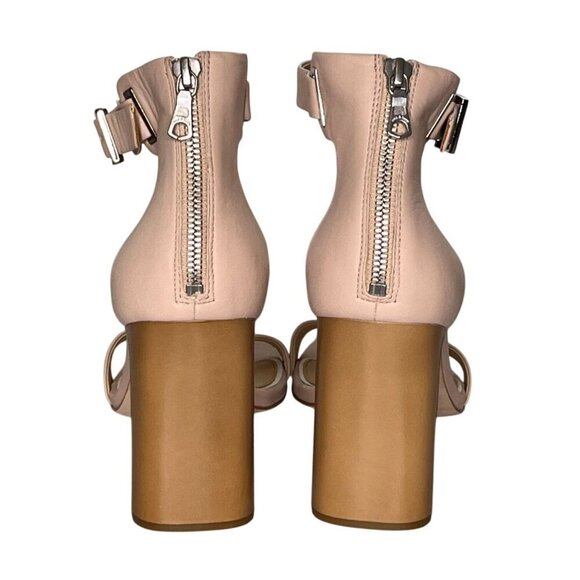 Rag & Bone Ellis Sandal Nude Leather Block Heel Ankle Strap Sandals SZ 39, US 9 - Picture 6 of 14